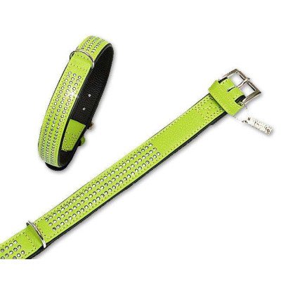 Karlie VINTAGE Strass Halsband 3-reihig - Kiwi - 24 mm, 40 cm