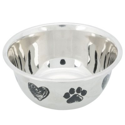 Trixie Edelstahlnapf mit Pfoten und Herzen - 0,5 l/ø 13 cm