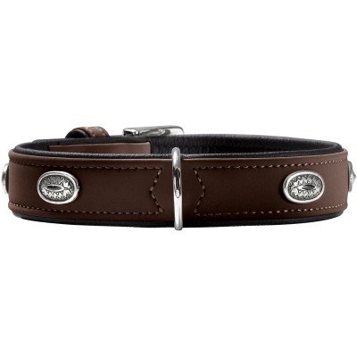 Hunter Halsband Softie Stone 50 nickel, 36-44 cm - braun/Nappa schwarz