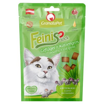 GranataPet Katzensnack Feinis Geflügel & Katzengras 50g