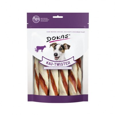 Dokas Dog Snack Kau Twister Rinderhaut, Entenherz & Entenbrust 200 g