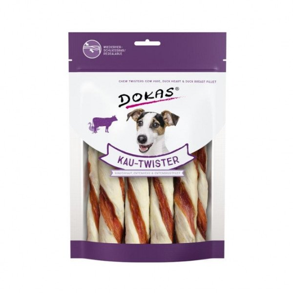 Dokas Dog Snack Kau Twister Rinderhaut, Entenherz & Entenbrust 200 g