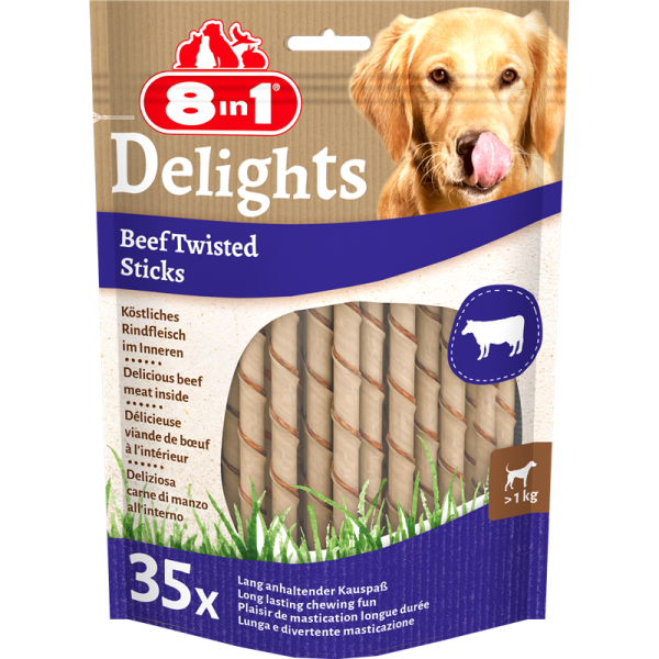 8in1 Delights Beef Twisted Sticks 35 Stück